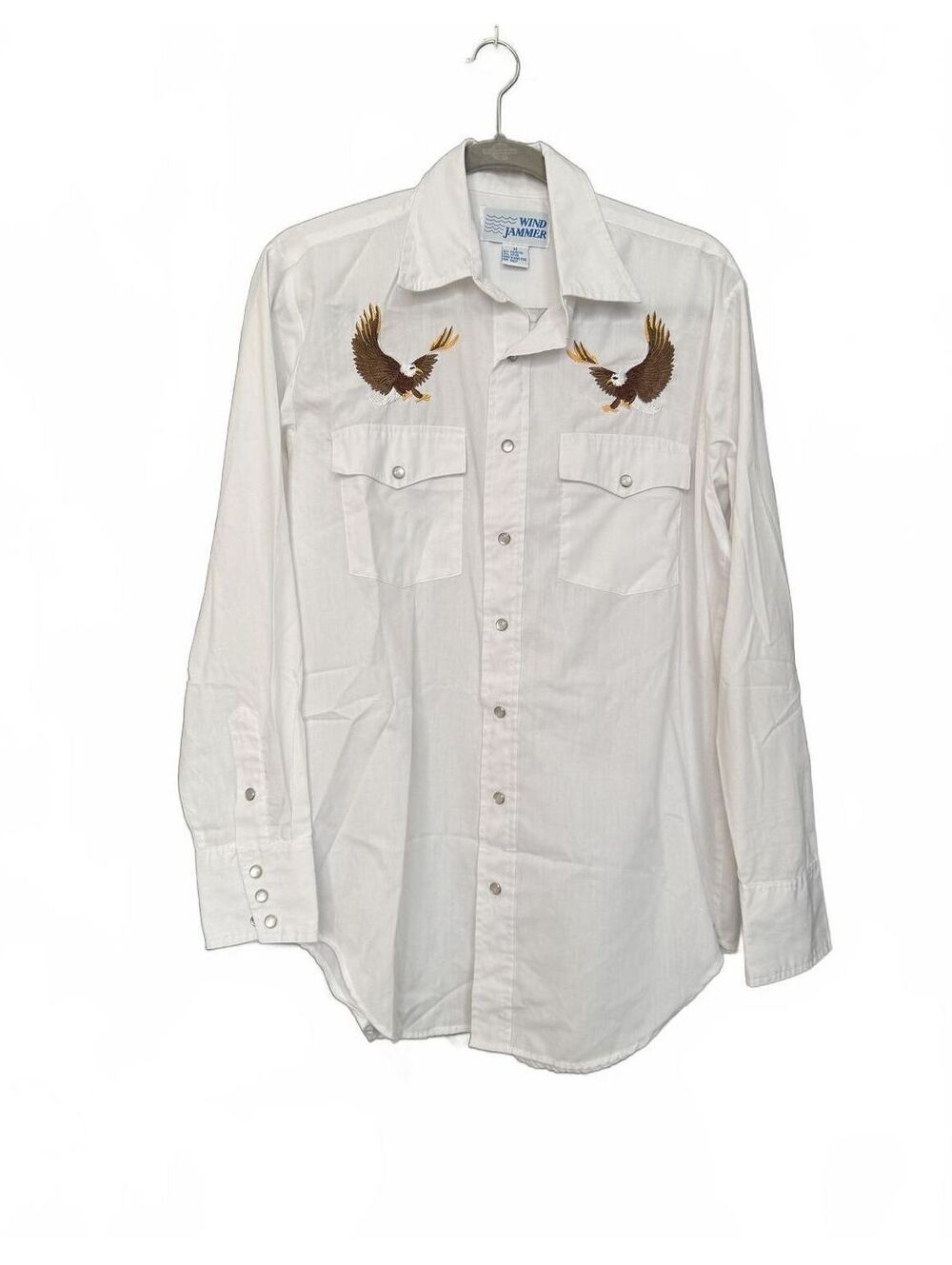 Vintage American Bald Eagle Western Style Pearl Snap Collared Shirt Size M